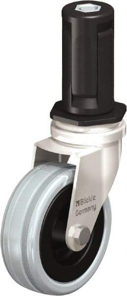 Blickle - 3" Diam x 63/64" Wide x 3-31/32" OAH Stem Mount Swivel Caster - Solid Rubber, 132 Lb Capacity, Plain Bore Bearing, Round Stem - Americas Industrial Supply