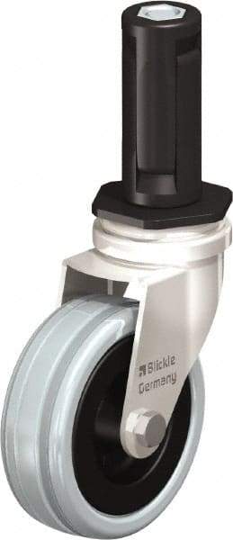 Blickle - 3" Diam x 63/64" Wide x 3-31/32" OAH Stem Mount Swivel Caster - Solid Rubber, 132 Lb Capacity, Plain Bore Bearing, Round Stem - Americas Industrial Supply