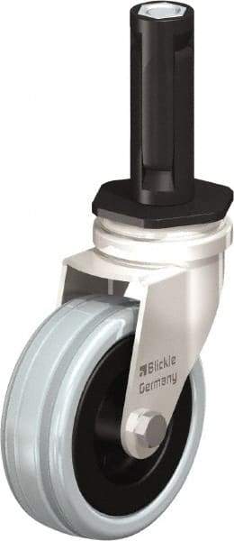 Blickle - 3" Diam x 63/64" Wide x 3-31/32" OAH Stem Mount Swivel Caster - Solid Rubber, 132 Lb Capacity, Plain Bore Bearing, Round Stem - Americas Industrial Supply