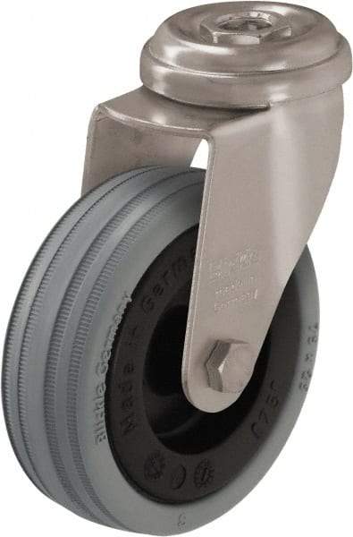 Blickle - 2" Diam x 45/64" Wide x 2-23/32" OAH Hollow Kingpin Mount Swivel Caster - Solid Rubber, 88 Lb Capacity, Plain Bore Bearing, Hollow Kingpin Stem - Americas Industrial Supply
