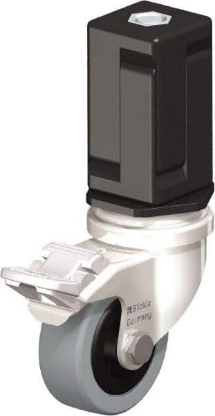 Blickle - 2" Diam x 45/64" Wide x 2-13/16" OAH Stem Mount Swivel Caster with Brake - Solid Rubber, 88 Lb Capacity, Plain Bore Bearing, Square Stem - Americas Industrial Supply