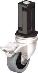 Blickle - 2" Diam x 45/64" Wide x 2-13/16" OAH Stem Mount Swivel Caster with Brake - Solid Rubber, 88 Lb Capacity, Plain Bore Bearing, Square Stem - Americas Industrial Supply