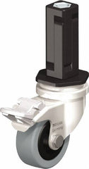 Blickle - 2" Diam x 45/64" Wide x 2-13/16" OAH Stem Mount Swivel Caster with Brake - Solid Rubber, 88 Lb Capacity, Plain Bore Bearing, Square Stem - Americas Industrial Supply