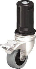Blickle - 2" Diam x 45/64" Wide x 2-13/16" OAH Stem Mount Swivel Caster with Brake - Solid Rubber, 88 Lb Capacity, Plain Bore Bearing, Round Stem - Americas Industrial Supply