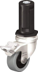 Blickle - 2" Diam x 45/64" Wide x 2-13/16" OAH Stem Mount Swivel Caster with Brake - Solid Rubber, 88 Lb Capacity, Plain Bore Bearing, Round Stem - Americas Industrial Supply