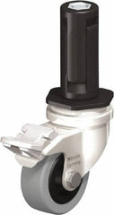 Blickle - 2" Diam x 45/64" Wide x 2-13/16" OAH Stem Mount Swivel Caster with Brake - Solid Rubber, 88 Lb Capacity, Plain Bore Bearing, Round Stem - Americas Industrial Supply