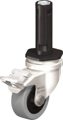 Blickle - 2" Diam x 45/64" Wide x 2-13/16" OAH Stem Mount Swivel Caster with Brake - Solid Rubber, 88 Lb Capacity, Plain Bore Bearing, Round Stem - Americas Industrial Supply