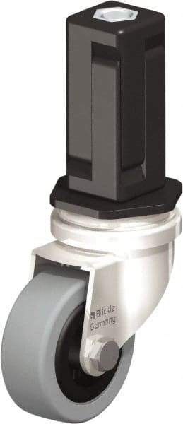 Blickle - 2" Diam x 45/64" Wide x 2-13/16" OAH Stem Mount Swivel Caster - Solid Rubber, 88 Lb Capacity, Plain Bore Bearing, Square Stem - Americas Industrial Supply