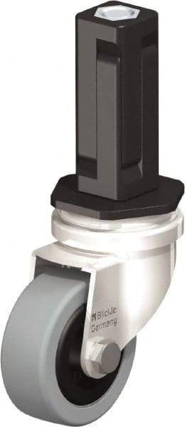 Blickle - 2" Diam x 45/64" Wide x 2-13/16" OAH Stem Mount Swivel Caster - Solid Rubber, 88 Lb Capacity, Plain Bore Bearing, Square Stem - Americas Industrial Supply