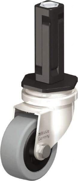 Blickle - 2" Diam x 45/64" Wide x 2-13/16" OAH Stem Mount Swivel Caster - Solid Rubber, 88 Lb Capacity, Plain Bore Bearing, Square Stem - Americas Industrial Supply