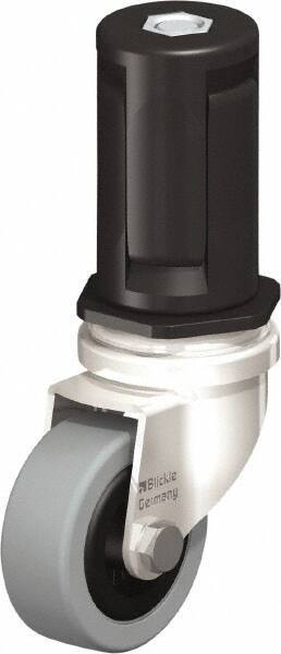 Blickle - 2" Diam x 45/64" Wide x 2-13/16" OAH Stem Mount Swivel Caster - Solid Rubber, 88 Lb Capacity, Plain Bore Bearing, Round Stem - Americas Industrial Supply