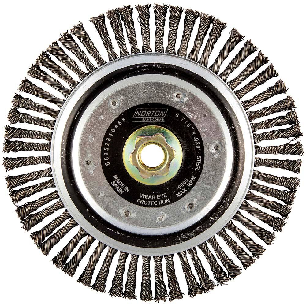 Norton - 6-7/8" OD, 5/8-11 Arbor Hole, Stringer Bead Carbon Wheel Brush - Americas Industrial Supply