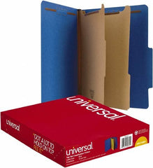 UNIVERSAL - 8-1/2 x 11", Letter Size, Cobalt Blue, Classification Folders with Top Tab Fastener - 25 Point Stock, Right of Center Tab Cut Location - Americas Industrial Supply