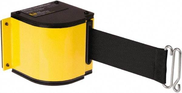 Lavi Industries - 3-1/2" High x 3-1/4" Long x 3-1/4" Wide Retractable Barrier Belt - Aluminum, Powdercoat Finish, Yellow, Use with Upright - Americas Industrial Supply
