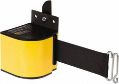 Lavi Industries - 3-1/2" High x 3-1/4" Long x 3-1/4" Wide Retractable Barrier Belt - Aluminum, Powdercoat Finish, Yellow, Use with Upright - Americas Industrial Supply