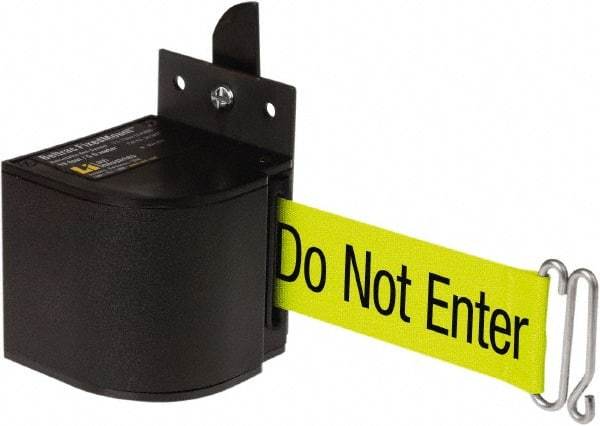 Lavi Industries - 3-1/2" High x 3-1/4" Long x 3-1/4" Wide Retractable Barrier Belt - Aluminum, Powdercoat Finish, Black, Use with Upright - Americas Industrial Supply