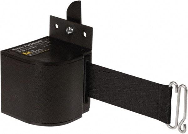 Lavi Industries - 3-1/2" High x 3-1/4" Long x 3-1/4" Wide Retractable Barrier Belt - Aluminum, Powdercoat Finish, Black, Use with Upright - Americas Industrial Supply