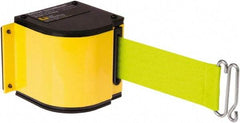 Lavi Industries - 3-1/2" High x 3-1/4" Long x 3-1/4" Wide Retractable Barrier Belt - Aluminum, Powdercoat Finish, Yellow, Use with Upright - Americas Industrial Supply