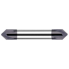 Harvey Tool - 1/8" Diam 90°/90° 4-Flute Double End Solid Carbide Chamfer Mill - Exact Industrial Supply