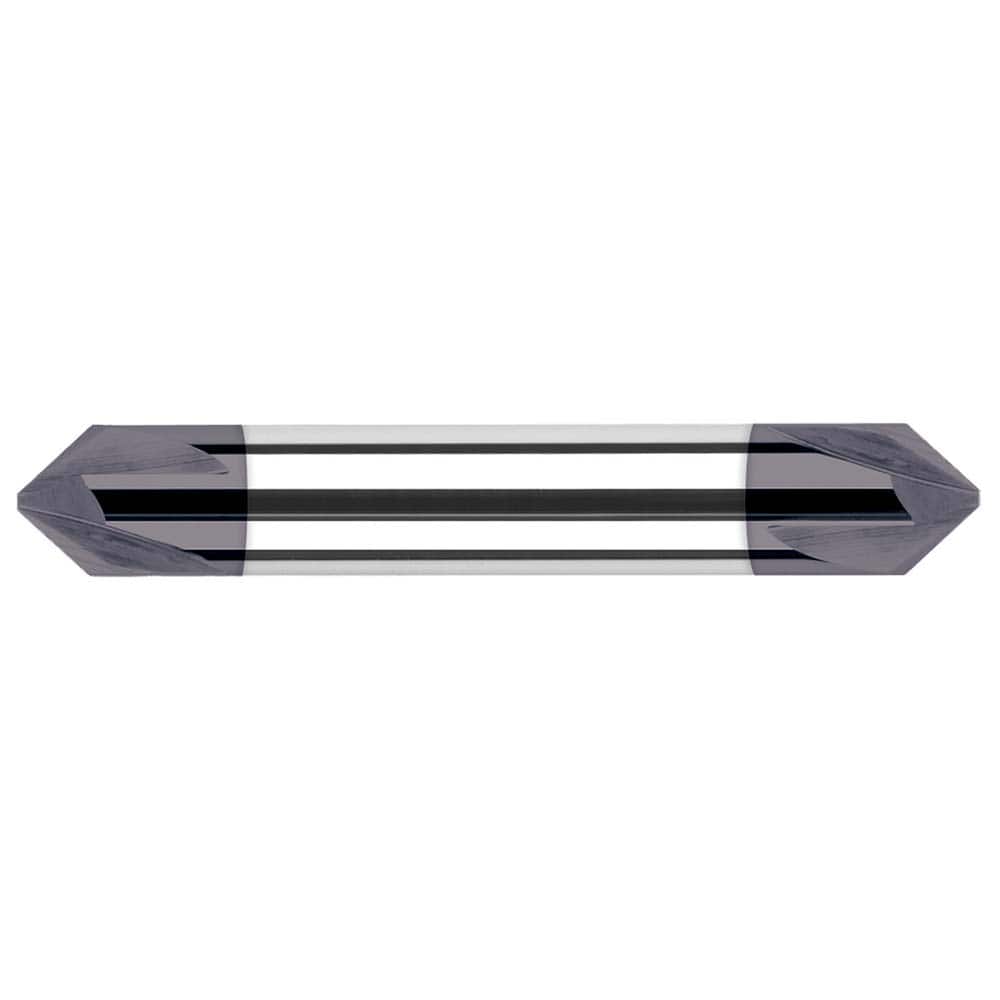 Harvey Tool - 3/16" Diam 60°/120° 3-Flute Double End Solid Carbide Chamfer Mill - Exact Industrial Supply