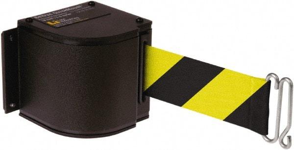 Lavi Industries - 3-1/2" High x 3-1/4" Long x 3-1/4" Wide Retractable Barrier Belt - Aluminum, Powdercoat Finish, Black, Use with Upright - Americas Industrial Supply