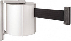 Lavi Industries - 8" High x 6-3/4" Long x 6-3/4" Wide Retractable Barrier Belt - Aluminum, Satin Chrome Finish, Satin Aluminum, Use with Wall Mount - Americas Industrial Supply