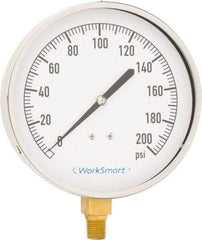Value Collection - 4-1/2" Dial, 1/4 Thread, 0-200 Scale Range, Pressure Gauge - Lower Connection Mount, Accurate to 0.01% of Scale - Americas Industrial Supply