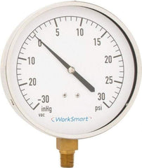 Value Collection - 4-1/2" Dial, 1/4 Thread, 30-0-30 Scale Range, Pressure Gauge - Lower Connection Mount, Accurate to 0.01% of Scale - Americas Industrial Supply