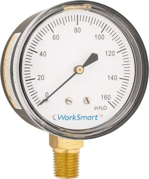 Value Collection - 2-1/2" Dial, 1/4 Thread, 0-160 Scale Range, Pressure Gauge - Lower Connection Mount, Accurate to 1.5% of Scale - Americas Industrial Supply