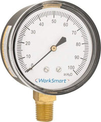 Value Collection - 2-1/2" Dial, 1/4 Thread, 0-100 Scale Range, Pressure Gauge - Lower Connection Mount, Accurate to 1.5% of Scale - Americas Industrial Supply