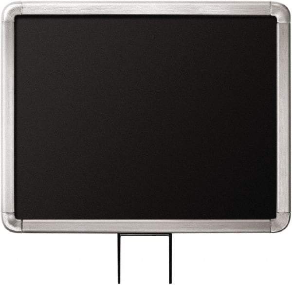 Lavi Industries - 14" High x 11" Long x 11" Wide Barrier Sign Frame - Aluminum, Satin Chrome Finish, Satin Aluminum, Use with Stanchion - Americas Industrial Supply