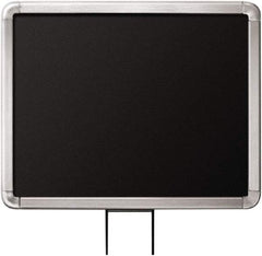 Lavi Industries - 14" High x 11" Long x 11" Wide Barrier Sign Frame - Aluminum, Satin Chrome Finish, Satin Aluminum, Use with Stanchion - Americas Industrial Supply