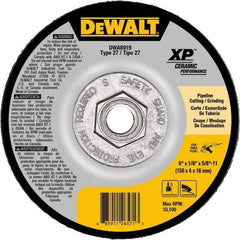 DeWALT - 24 Grit, 6" Wheel Diam, Type 27 Depressed Center Wheel - Coarse/Medium Grade, Ceramic, N Hardness, 10,100 Max RPM - Americas Industrial Supply