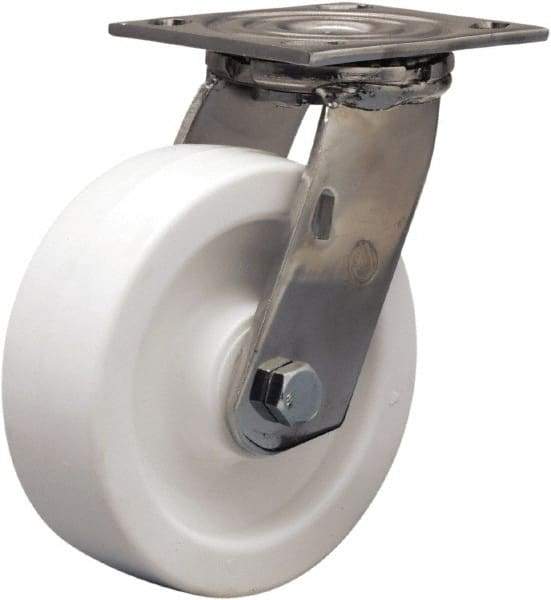 Hamilton - 6" Diam x 2" Wide x 7-1/2" OAH Top Plate Mount Swivel Caster - Polyolefin, 750 Lb Capacity, Delrin Bearing, 3-3/4 x 4-1/2" Plate - Americas Industrial Supply