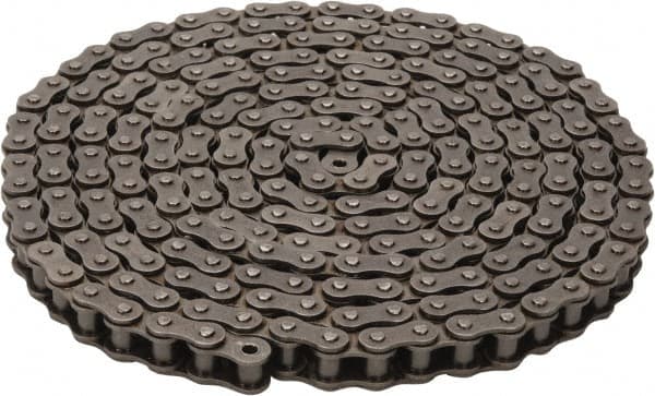 Morse - 1/2" Pitch, ANSI 40, Single Strand Roller Chain - Chain No. 40, 10 Ft. Long, 5/16" Roller Diam, 5/16" Roller Width - Americas Industrial Supply