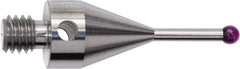 Renishaw - 0.1969 Inch Ball Diameter, Stainless Steel Stem, M4 Thread, Ruby Point Ball Tip CMM Stylus - 0.5354 Inch Working Length, 0.1378 Inch Stem Diameter, 0.689 Inch Overall Length - Americas Industrial Supply