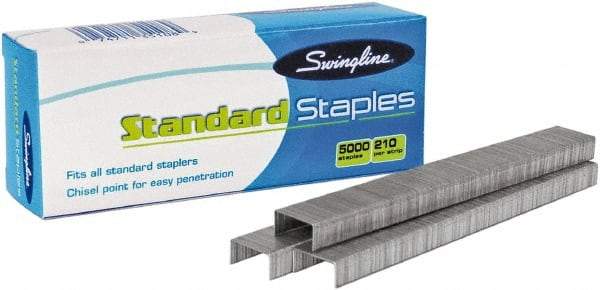 Swingline - 1/4" Leg Length, Galvanized/Low-Carbon Steel Standard Staples - 20 Sheet Capacity, For Use with 210 Full Strip Standard Staplers - Americas Industrial Supply