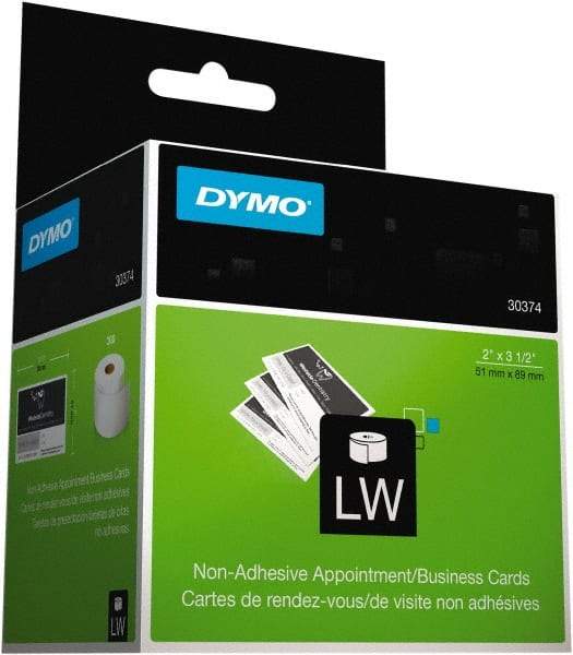 Dymo - 2" Wide x 3-1/2" Long, White Appointment Card Label - For DYMO LabelWriter Printers - Americas Industrial Supply