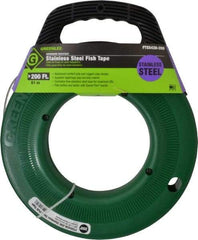 Greenlee - 200 Ft. Long x 1/8 Inch Wide, 0.045 Inch Thick, Stainless Steel Fish Tape - 400 Lb. Pulling Strength, Includes Case - Americas Industrial Supply