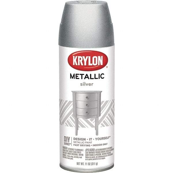 Krylon - Silver, Metallic, Aerosol Spray Paint - 15 to 20 Sq Ft per Can, 16 oz Container - Americas Industrial Supply