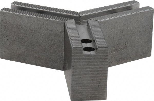 Abbott Workholding Products - 1.5mm x 60° Serrated Attachment, Square Soft Lathe Chuck Jaw - 3 Jaws, Steel, 0.7874" Btw Mount Hole Ctrs, 3" Long x 1-1/4" Wide x 2" High, 0.4724" Groove, 0.3937" & 10mm Fastener - Americas Industrial Supply