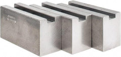Abbott Workholding Products - 1.5mm x 60° Serrated Attachment, Square Soft Lathe Chuck Jaw - 3 Jaws, Steel, 63/64" Btw Mount Hole Ctrs, 4" Long x 1-1/2" Wide x 2" High, 0.5512" Groove, 0.4724" & 12mm Fastener - Americas Industrial Supply