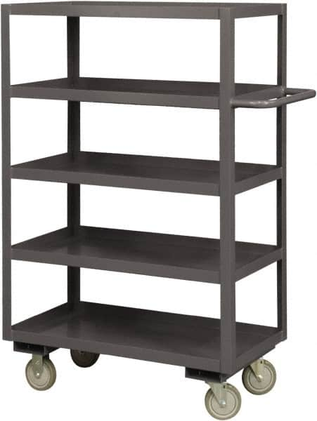 Durham - 1,200 Lb Capacity, 18" Wide x 36" Long x 55-5/8" High Service Cart - 5 Shelf, Steel, 2 Rigid/2 Swivel Casters - Americas Industrial Supply