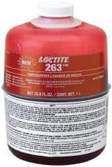 Loctite - 1,000 mL Bottle, Red, High Strength Liquid Threadlocker - Series 263, 24 Hour Full Cure Time, Hand Tool, Heat Removal - Americas Industrial Supply