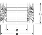Made in USA - 3-1/2" Inside Diam x 4-1/2" Outside Diam V-Packing Set - 1-1/2" High - Americas Industrial Supply