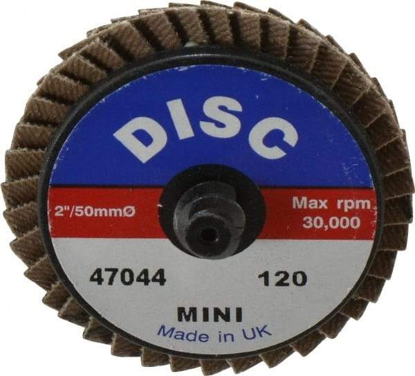 Garryson - 120 Grit, 2" Disc Diam, Type 27 Zirconia Alumina Flap Disc - 30,000 Max RPM, Nylon Backing, Quick Change Type R Attaching System, Coated - Americas Industrial Supply