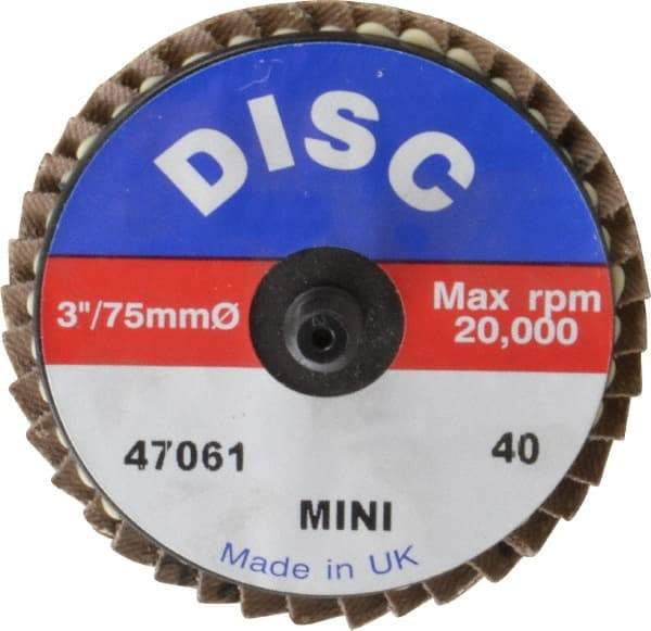 Garryson - 40 Grit, 3" Disc Diam, Type 27 Zirconia Alumina Flap Disc - 20,000 Max RPM, Nylon Backing, Quick Change Type R Attaching System, Coated - Americas Industrial Supply