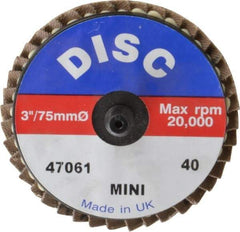 Garryson - 40 Grit, 3" Disc Diam, Type 27 Zirconia Alumina Flap Disc - 20,000 Max RPM, Nylon Backing, Quick Change Type R Attaching System, Coated - Americas Industrial Supply