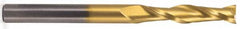 Atrax - 1", 2-1/4" LOC, 1" Shank Diam, 5" OAL, 2 Flute, Solid Carbide Square End Mill - Single End, TiN Finish, Spiral Flute, 30° Helix, Centercutting, Right Hand Cut - Americas Industrial Supply