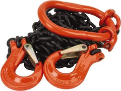 Pewag - 5' Long, 3,600 Lb Basket Capacity, 3,600 Lb Vertical Capacity, Alloy Steel Web Sling - DOS Chain Sling, 7/32" Diam Chain, Silver (Color), with 2 Sling Hooks & Master Link - Americas Industrial Supply